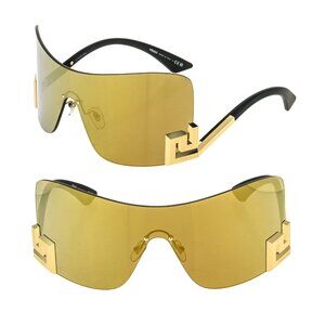VERSACE GRECA VE2240 2240 Black Gold Mirror Medusa Mask Sunglasses logo
